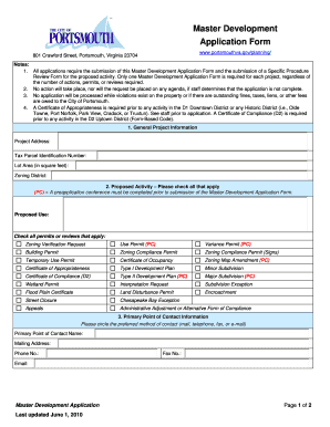 Checklist template word - Master Development Application Form - Portsmouth Virginia