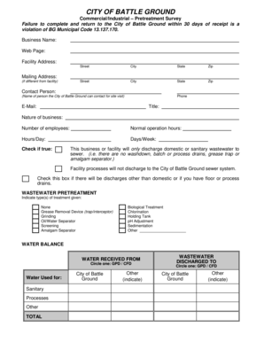 Level 2 questions examples - Pretreatment Survey 28Jul15 - cityofbg