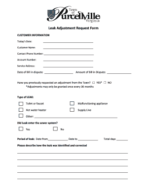 Family monthly budget example - Leak Adjustment Request Form - Purcellville VA