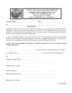 Landlord Tenant Utility Billing Authorization Form