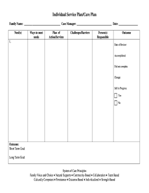 Meeting sign in sheet template word - Individual Service PlanCare Plan - Winchester