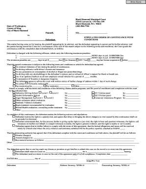 Stipulated Order of Continuance with Conditions