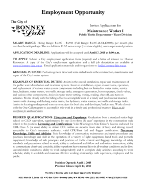 Vehicle rental agreement form pdf - POSITION ANNOUNCEMENT FORM - Bonney Lake Washington - ci bonney-lake wa