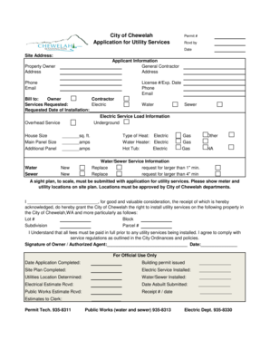 Employee sign in sheet - City of Chewelah Permit Application for Utility Services - cityofchewelah