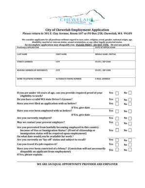 Multiple project tracking template - City of Chewelah Employment Application - cityofchewelah