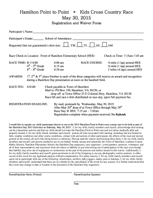 Hamilton Point to Point 2015 Form