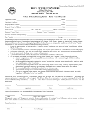 Personal letter of recommendation for a family member - Urban Archery Hunting Form 09202005 TOWN OF CHRISTIANSBURG - christiansburg