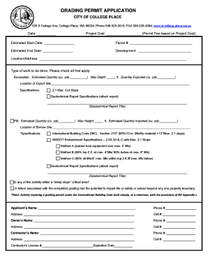 Science project front page - GRADING PERMIT APPLICATION4 - College Place Washington