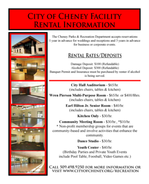 Sunday school registration form template word - City of Cheney Facility Rental Information - cityofcheney