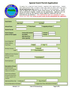 Special Event Permit Application - Christiansburg VA