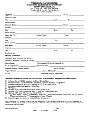 Land lease agreement - PRELIMINARY PLAT APPLICATION COMMUNITY DEVELOPMENT