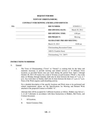 Form 8829 2012 - CONTRACT FOR MOWING AND RELATED SERVICES - christiansburg