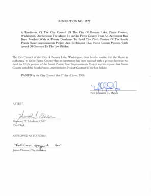 A Resolution Of The City Council Of The City Of Bonney Lake, Pierce County, - ci bonney-lake wa