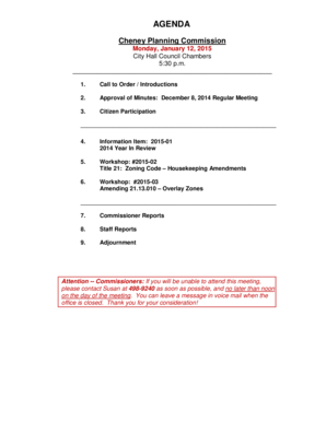 I 94 form sample - AGENDA - Cheney Washington - cityofcheney