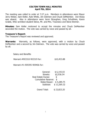 Form i 407 example - COLTON TOWN HALL MINUTES April 7th 2014 - coltonwashington