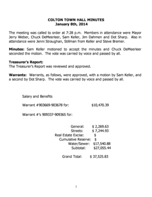 Weekly report template for employee - COLTON TOWN HALL MINUTES January 8th 2014 - coltonwashington