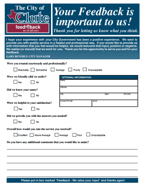 City Feedback Form