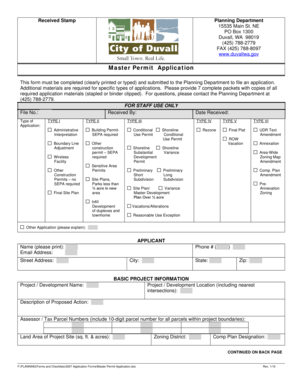 Master Permit Application - Duvall WA - duvallwa