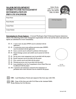 Communication log template for work - MAJOR DEVELOPMENT Public Works STORM WATER MANAGEMENT 1200