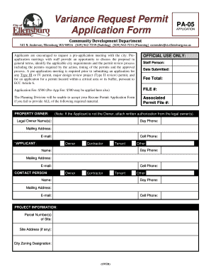 Variance Request Permit PA-05 Application Form