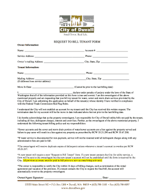 Request to Bill Tenant Form