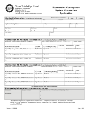 Printable fax cover sheet with confidentiality statement - MS4 Connection Form - ci bainbridge-isl wa