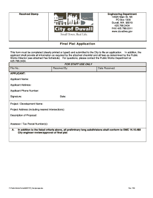 Sponsorship letter for visa pdf - Final Plat Application - Duvall WA