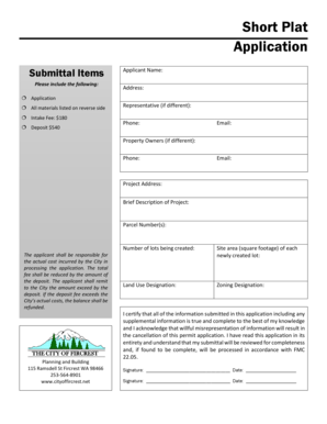 Standard employment application - Short Plat Application - cityoffircrestnet