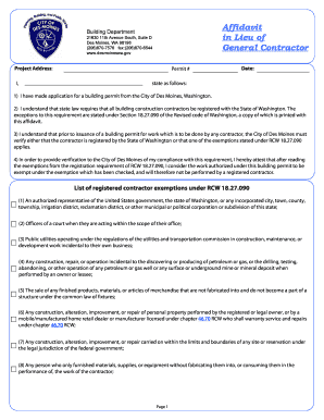 Building Permit Affidavit