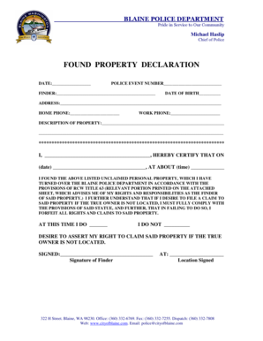 Found property declarationdoc - ci blaine wa
