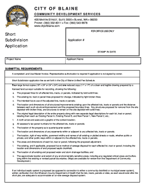 Walmart paper application - FOR OFFICE USE ONLY Short Subdivision Application