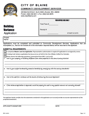 Travel trailer rental agreement template - Building Variance Application STAMP IN DA TE