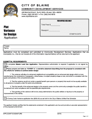 Dealership form - Plat Variance for Design - ciblainewaus