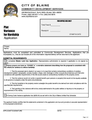 W4 form - Plat Variance for Hardship - ciblainewaus