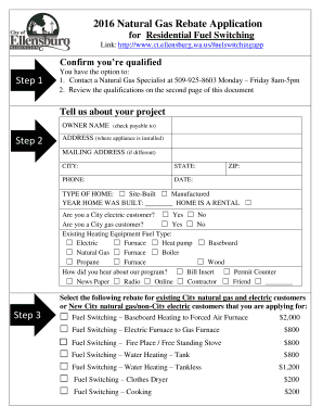 List to do today - 2016 Residential Natural Gas Rebate Specifications for