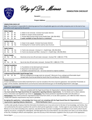 Bridge score sheet - DEMOLITION CHECK LIST - desmoineswa