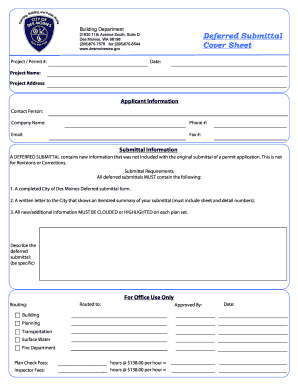 Mn dhs org chart - Building Department Deferred Submittal Cover Sheet www