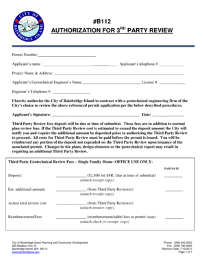 AUTHORIZATION FOR 3RD PARTY REVIEW - ci bainbridge-isl wa