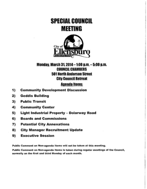 Booking form pdf - SPECIAL COUNCIL MEETING - ciellensburgwaus - ci ellensburg wa