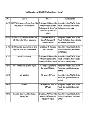 Music video treatment template - Exemption Log Form emailsLandmarquedocx - desmoineswa