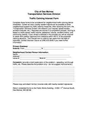 Payment agreement contract - NTCP Interest Form - Des Moines Washington
