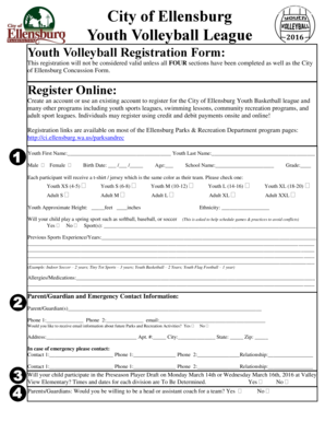 Rent slip format - City of Ellensburg Youth Volleyball League - ci ellensburg wa