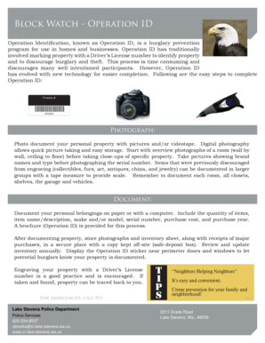 Table of contents example - Block Watch - Operation ID - Lake Stevens WA - lakestevenswa