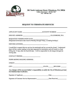 Request to Terminate Utility Services