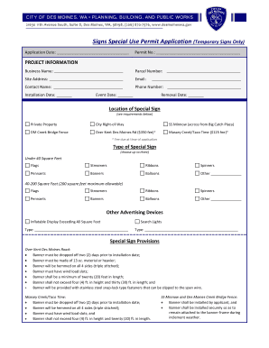 Goal tracking spreadsheet - Signs Special Use Permit Application Temporary Signs Only