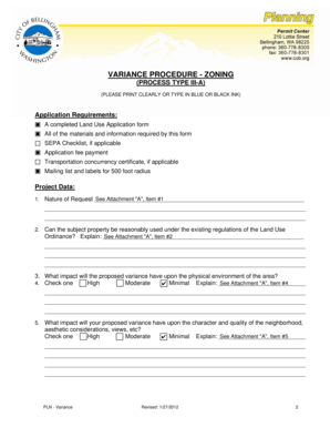 Mla outline - VARIANCE PROCEDURE - ZONING PROCESS TYPE III-A - cob