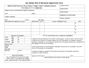 Early dismissal note to teacher - Des Moines Park Recreation Registration Form - desmoineswa