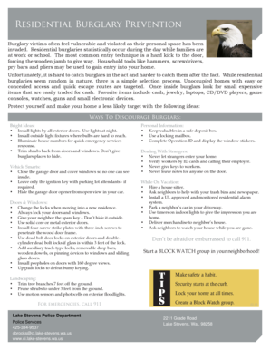 Comparison chart in excel template - Residential Burglary Prevention - Lake Stevens Washington - lakestevenswa