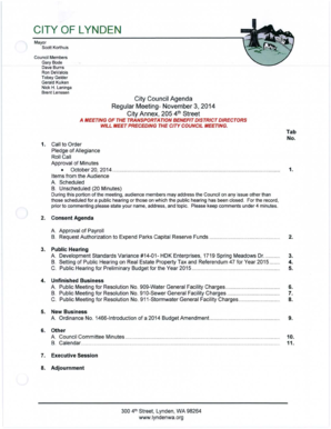 Business memo template - CALL TO ORDER Mayor Scott Korthuis called to order the October 20, 2014 regular session of the Lynden City Council at 7:01 p - lyndenwa