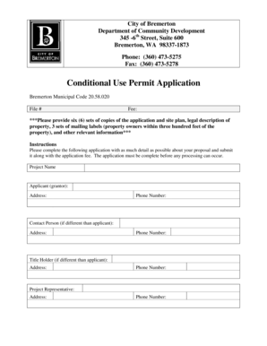 Fax format example - Conditional Use Permit Application - Bremerton WA - ci bremerton wa